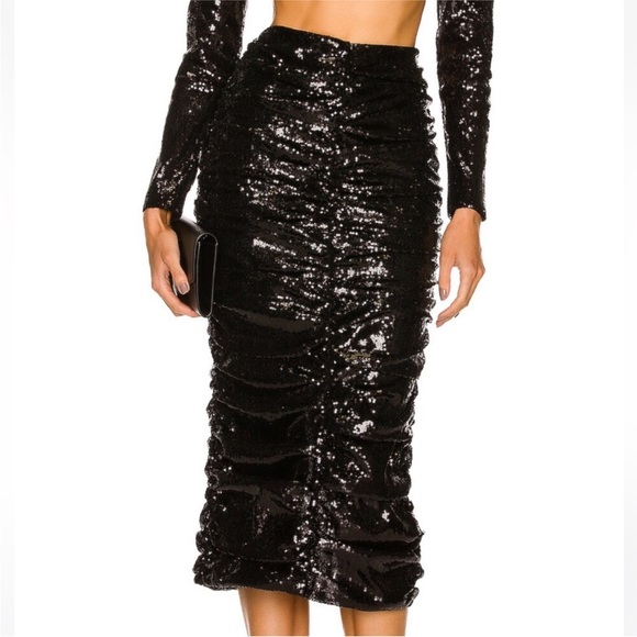 DANIELE CARLOTTA Sequin Crop Top & Midi Skirt Set - Black XS NWT - Picture 5 of 7